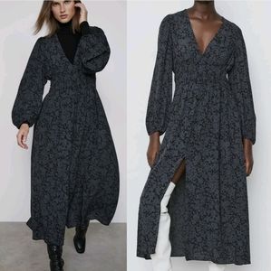 Zara Black Floral Maxi Dress